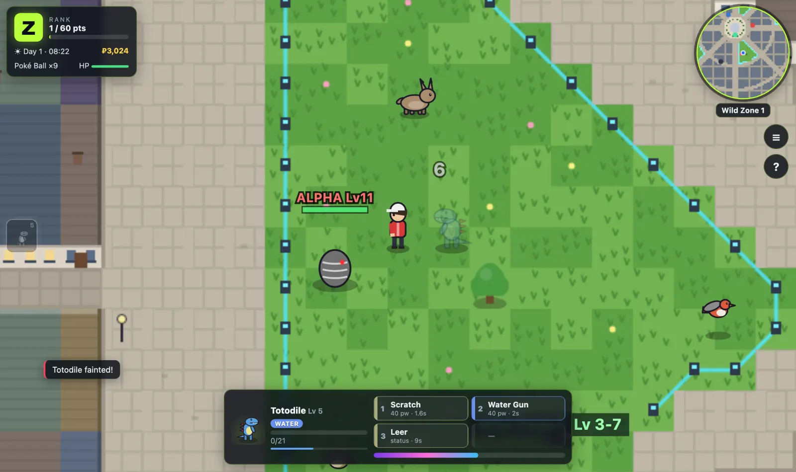A red-eyed Alpha Pokémon at level 11 in the tall grass